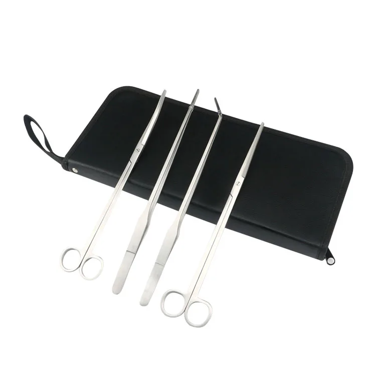 4PC Standing Polished Aquatic aquarium Plant Pruning cleaning tools aquarium tweezers