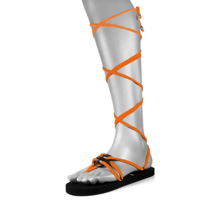 Beautiful Lady Summer Beach Lace Up Ties  Flip Flops Wood Sole 3loops&5loops