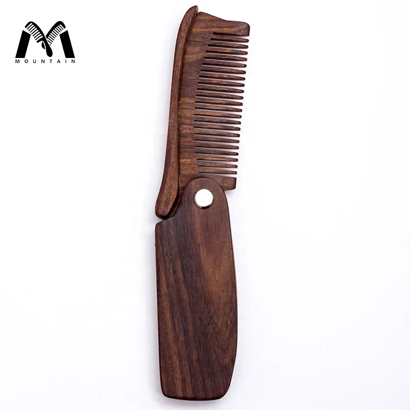 Professional Wholesale Custom Logo Durable Foldable Wood Beard Straightening Brush