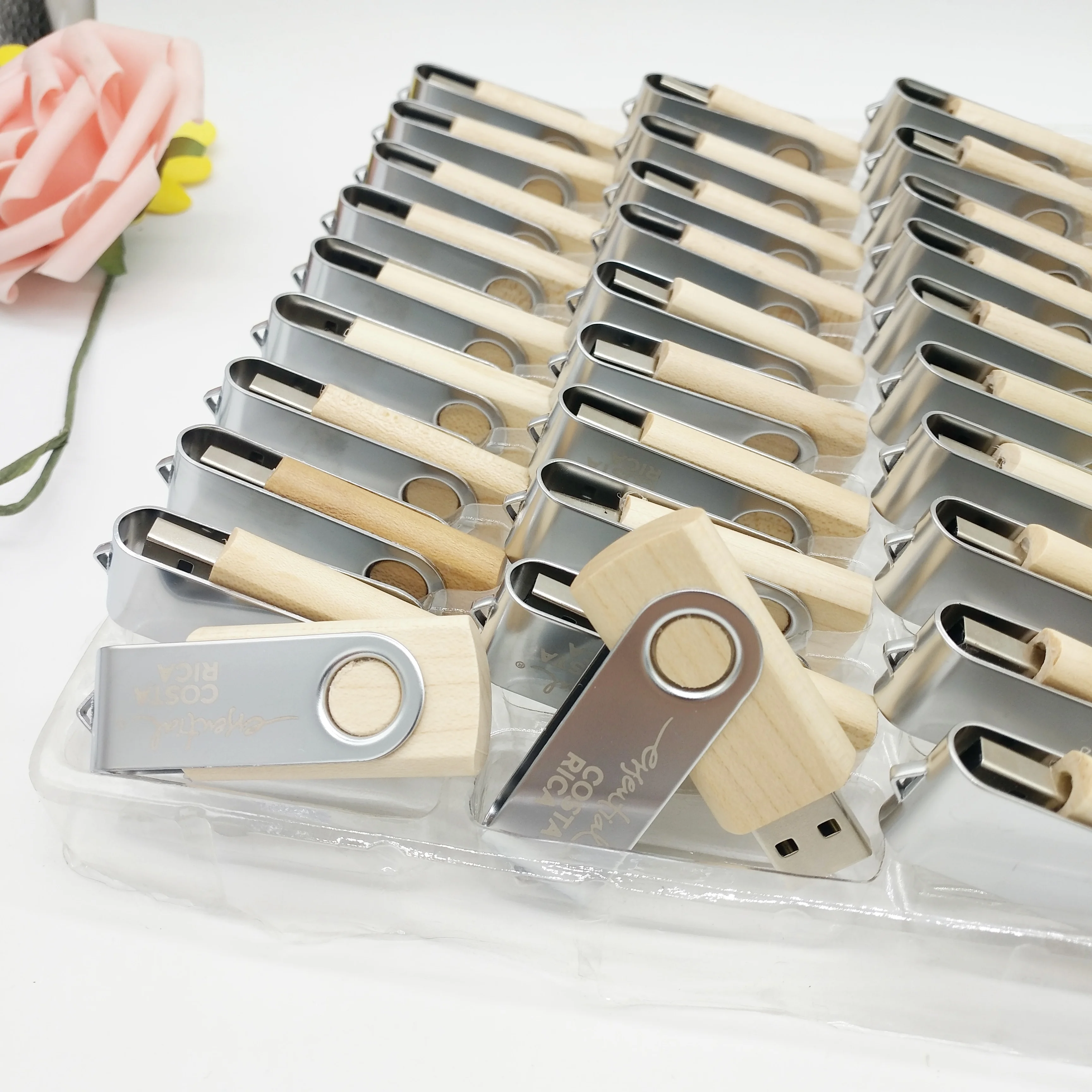 Free Laser Print 16GB Memoria USB 4 GB USB Memory Stick 32GB Wood Swivel USB Flash Drive