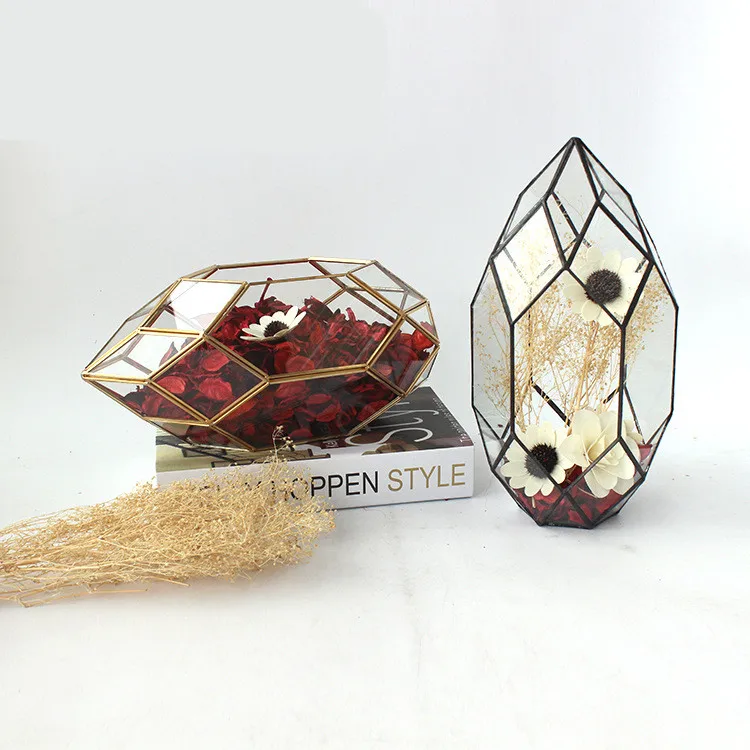 Geometric glass flower planter glass terrarium Dried flower Glass Holder Vase  wedding decoration centerpieces