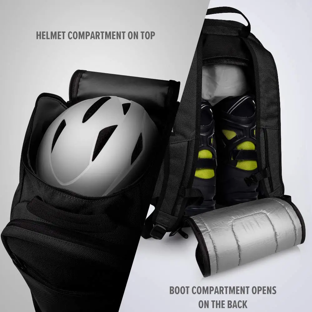 Ski and Snowboard Boots Travel Backpack with Helmet Compartment