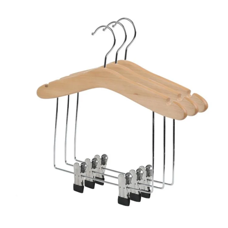 Wholesale high quality printed logo new style anti slip kids suit wood hanger