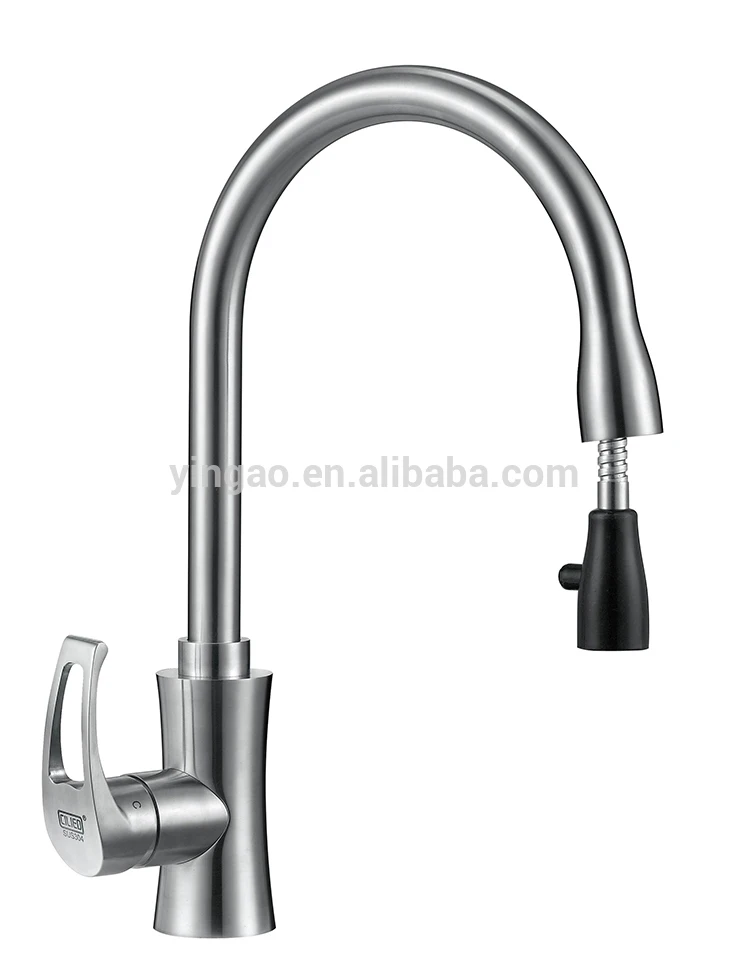 Customized Modern Brushed Single-Handle Pull-Down Kitchen Water Faucet