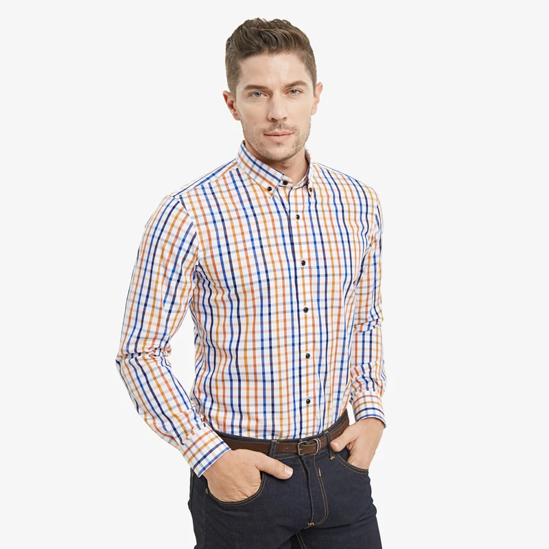
Wholesale casual plaid 100% cotton business shirts for men 