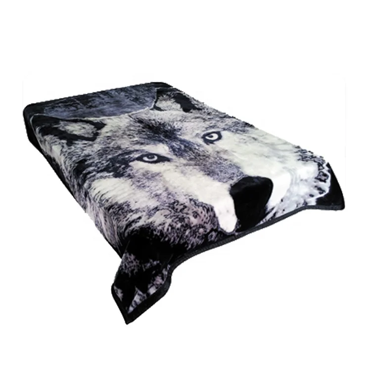 Animal design factory price 100% polyester heavy mink raschel blanket for winter