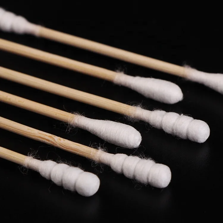 Spiral head wooden cotton swabs/cotton buds with box packing