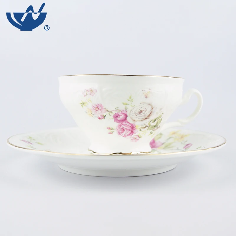 Chinese Supplier Ceramic Coffee Cup Fine Bone China Tea Cup Set With Saucer