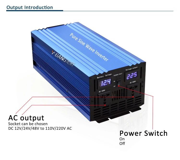 New Item DC to AC Blue Case  US Socket Pure Sine Power Inverter 4000W 5000W