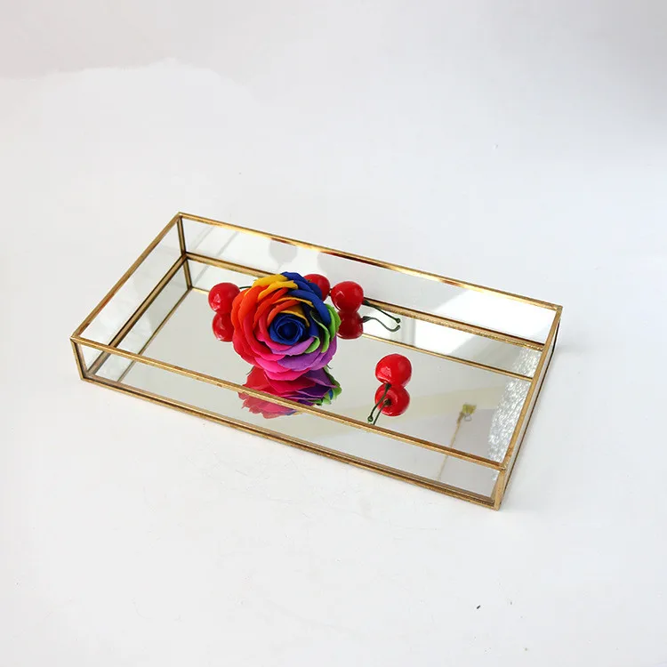 Square Stained Glass Jewelry tray decorative vanity mirror tray