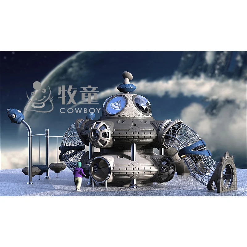 2019 НЛО вращать играть космический корабль структура сталь восхождение слайд развлечений парк оборудования