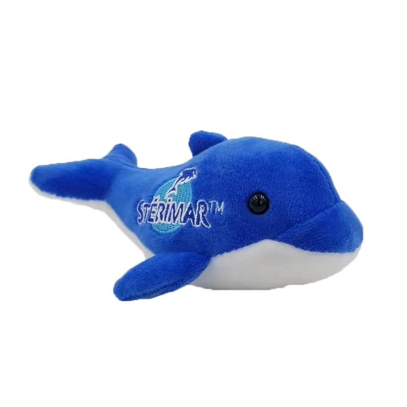 Brand Embroider LOGO custom soft Dolphin keychain stuffed animals plush toy wholesale