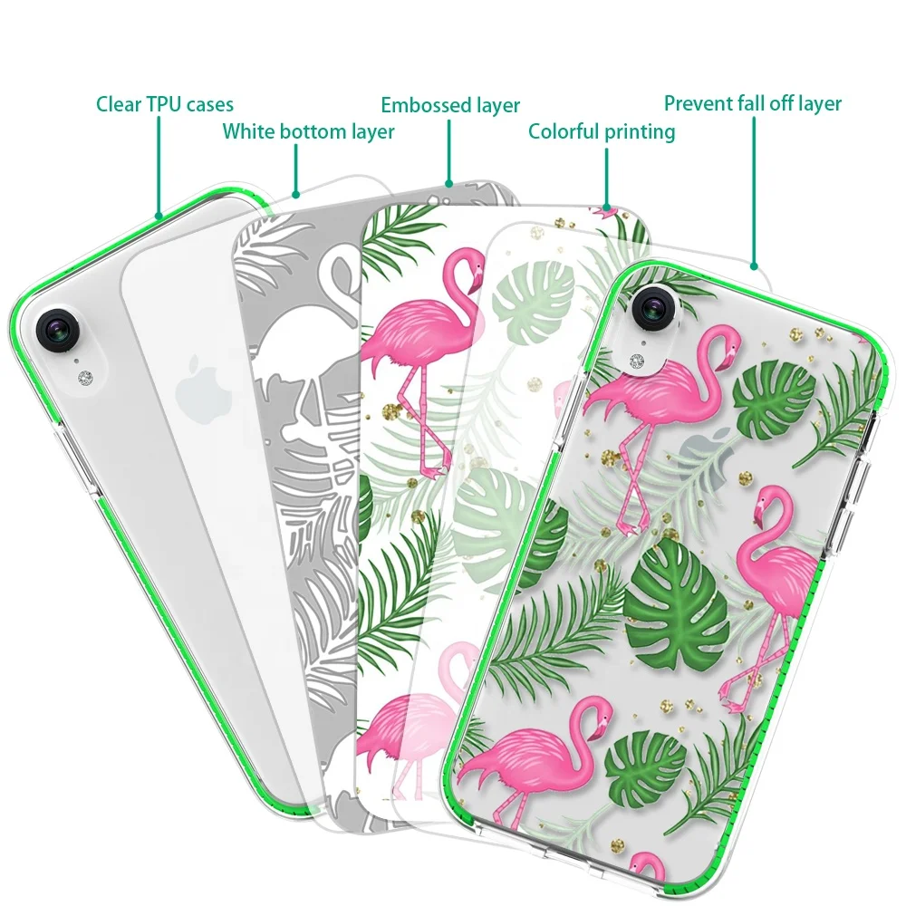 Unique Custom Printed Phone Cover Case TPU Silicon Mobile cell Phone Bag with Color Ribbon Cell Phone case for Iphone Xr, Xs.