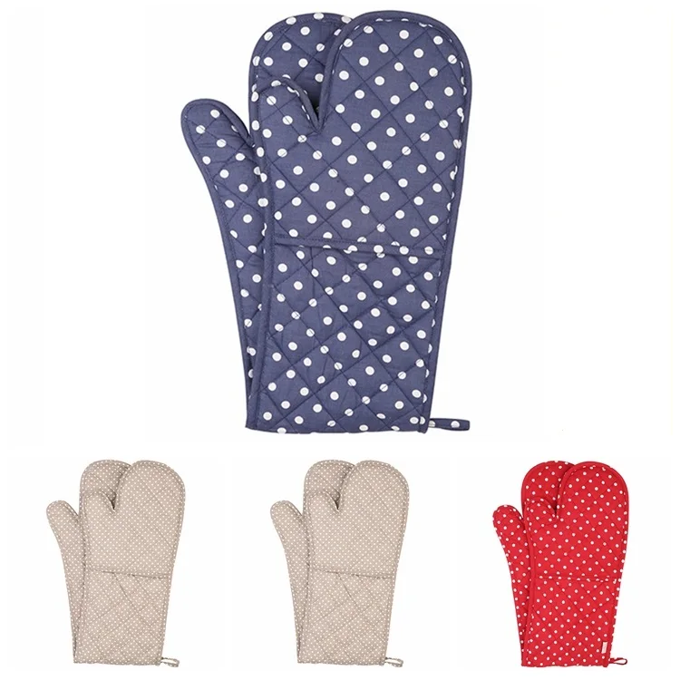 Hot Sale Dot pattern Resistant Microwave Cooking kitchen oven gloves cotton oven mitt