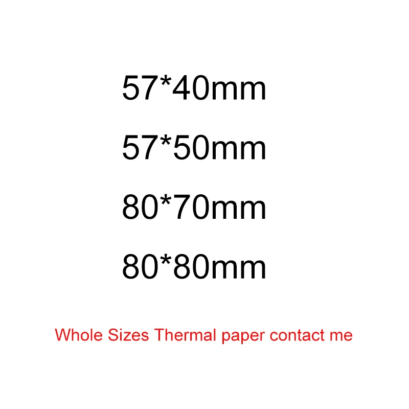 High quality white thermal paper is available in full size 57X40mm 57x50mm 80x70mm80x80mm