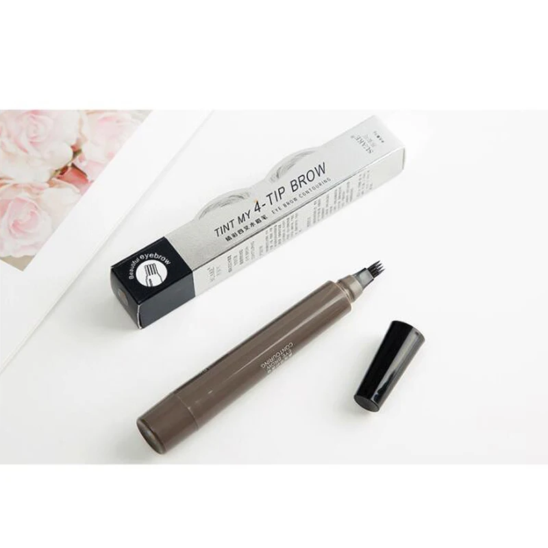 SUAKE Patented Microblading Eyebrow Tattoo Pen 4 Head Fine Sketch Fork Tip Eyebrow Tattoo Tint Pen Liquid Eyebrow Gel Makeup
