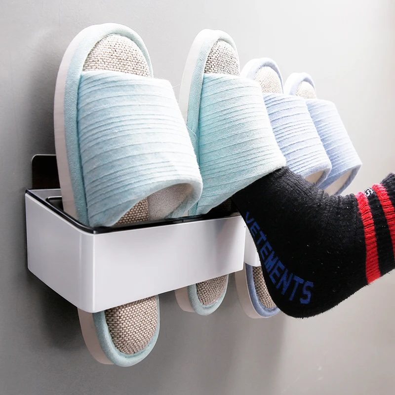 Home hallway  bathroom plastic hanging slippers rack wall mounted  shoe organizer baboosh holder