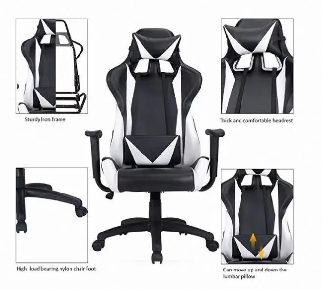 
Racing Oem Pc Custom Chairs E Blue Neck Pillow E sport 2019 Ergonomic No Wheel Armrest Seat Yellow White Dota 2 Gaming Chair 