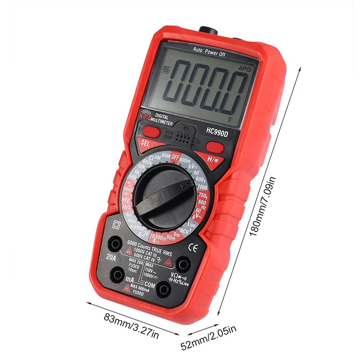 
HC990D Professional High Precision Multimeter Tester True Rms 6000 Counts Digital Multimeter 