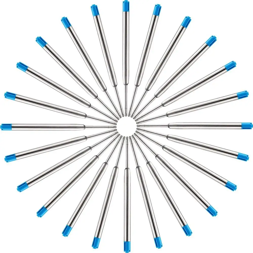 Шариковая ручка средней точки с голубыми чернилами, сменная шариковая ручка, сменные стержни-металлическая сменная ручка (синяя)