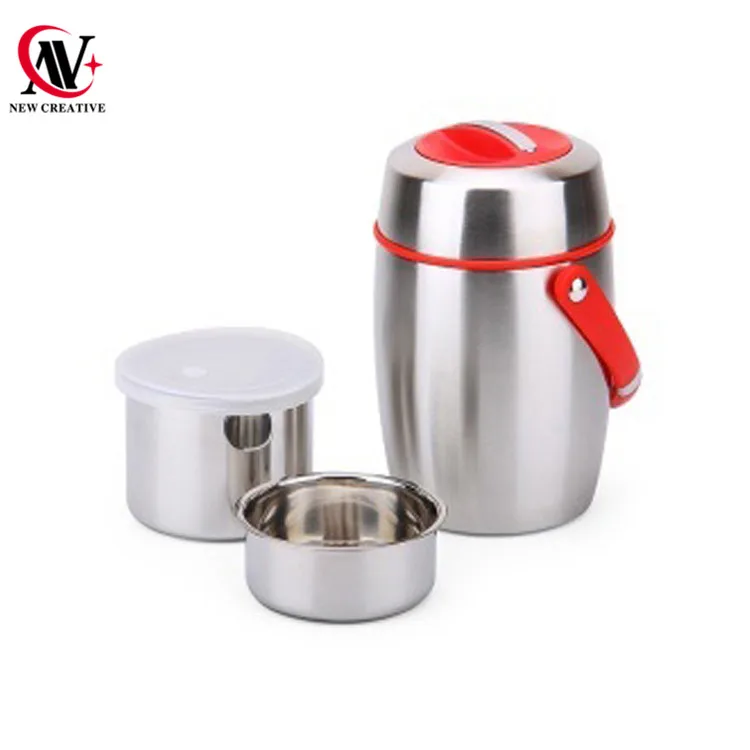 health thermal portable stainless steel lunch box 1.2L round 3 layer food flask