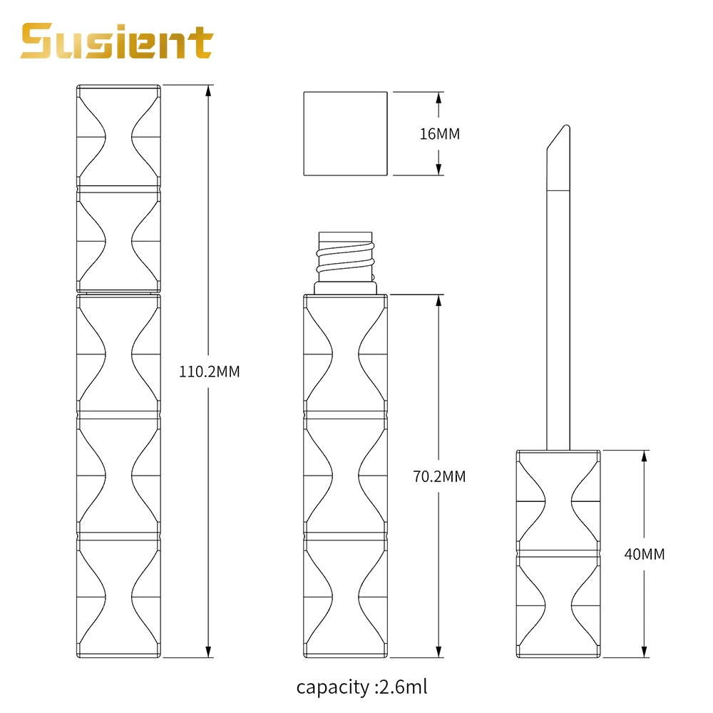 cosmetics packaging luxury transparent lip gloss tubes with wands clear tube bottle unique shape lipgloss tubes