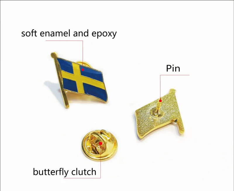 Wholesale printing Customized Germany Sweden Saudi Arab Germany Canada flag Metal Lapel Pin badge with Epoxy
