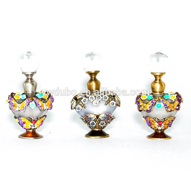 5ml Metal Alloy Butterfly Dragonfly Design Empty Glass Perfume Bottle Essential 0il Refillable Heart Shape Bottles#59697D