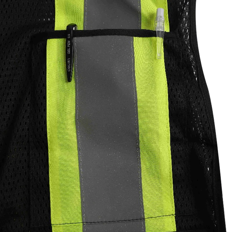 Черная серия ANSI класс 2 защитный жилет из ткани безопасности Hi Viz