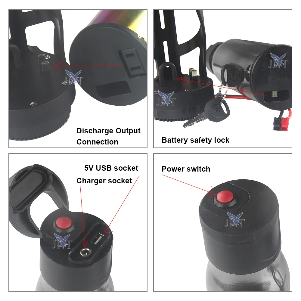 Mini electric bicycle water bottle 36v 7ah ebike battery with charger for 250-500W motor