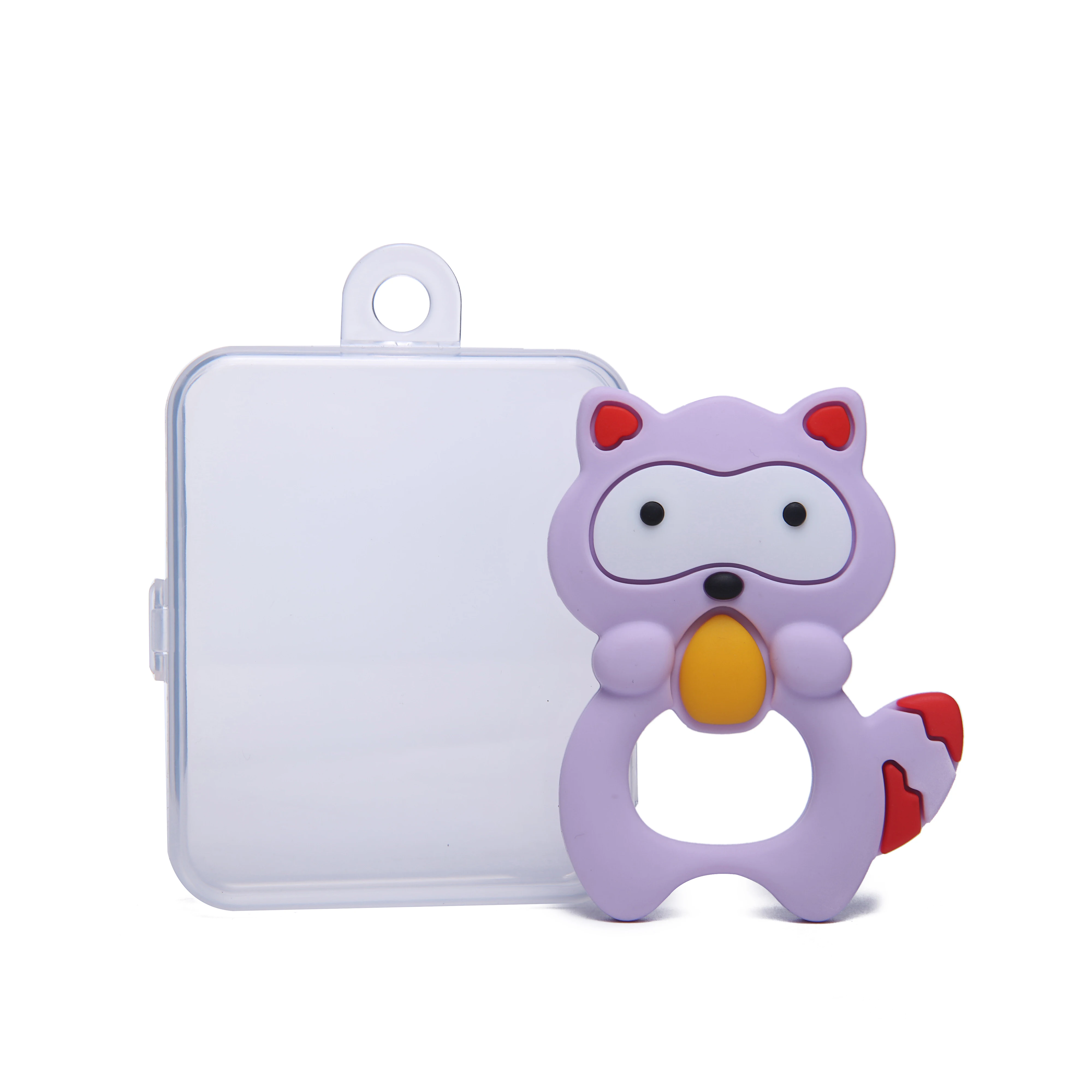 Wholesale new custom cute food grade silicone baby squirrel teether bpa free toy with box