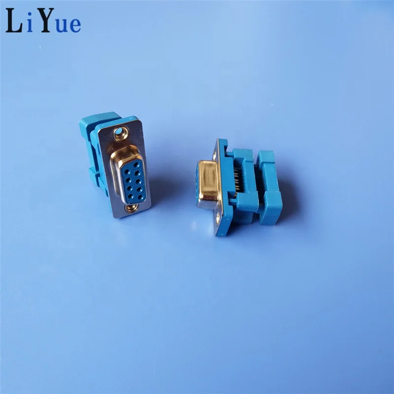 Blue insulation solder normal type 9pin female D-sub connector