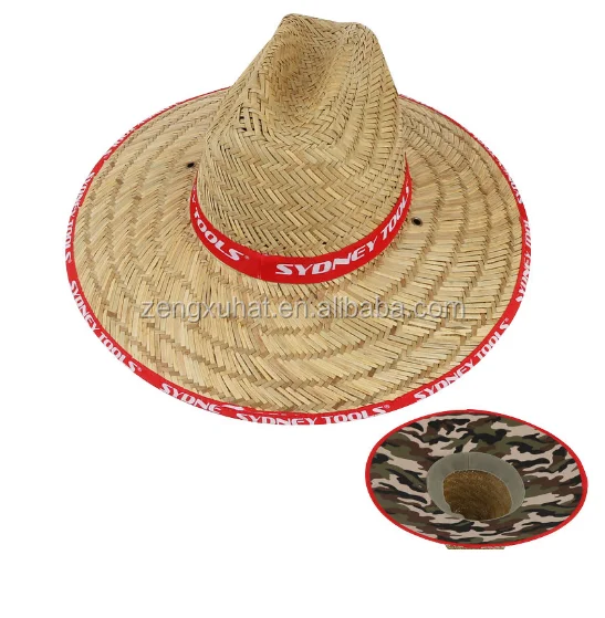 Соломенная шляпа Lifeguard для мужчин, шляпа от солнца с широкими полями, оптовая продажа, шляпа от солнца для фермеров с УФ-защитой