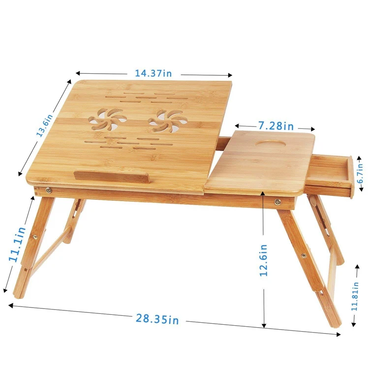 Notebook Stand Adjustable Bamboo Folding Laptop Desk