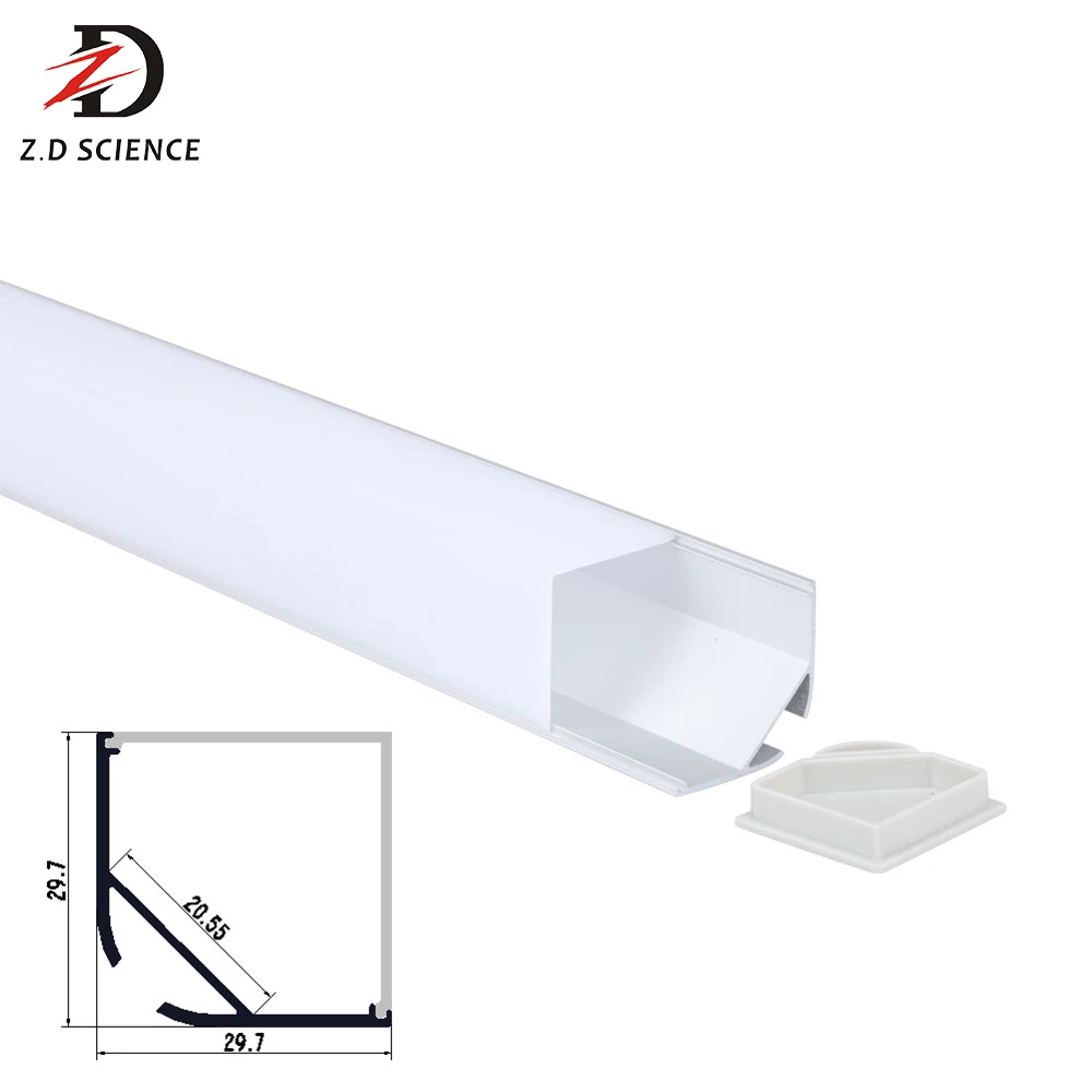 
V shape 45 degrees Corner mounted led strip aluminum profile channels for led strip light 