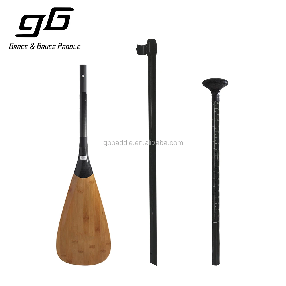 watersport SUP paddle Bamboo veneer blade 3 piece adjustable paddle for surfing