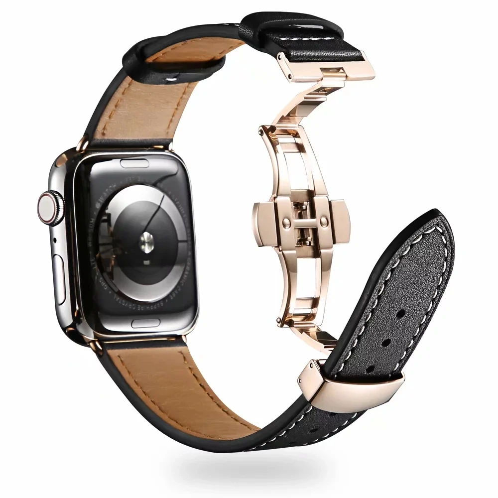 Ремешок для часов из натуральной кожи с застежкой-бабочкой Apple iWatch