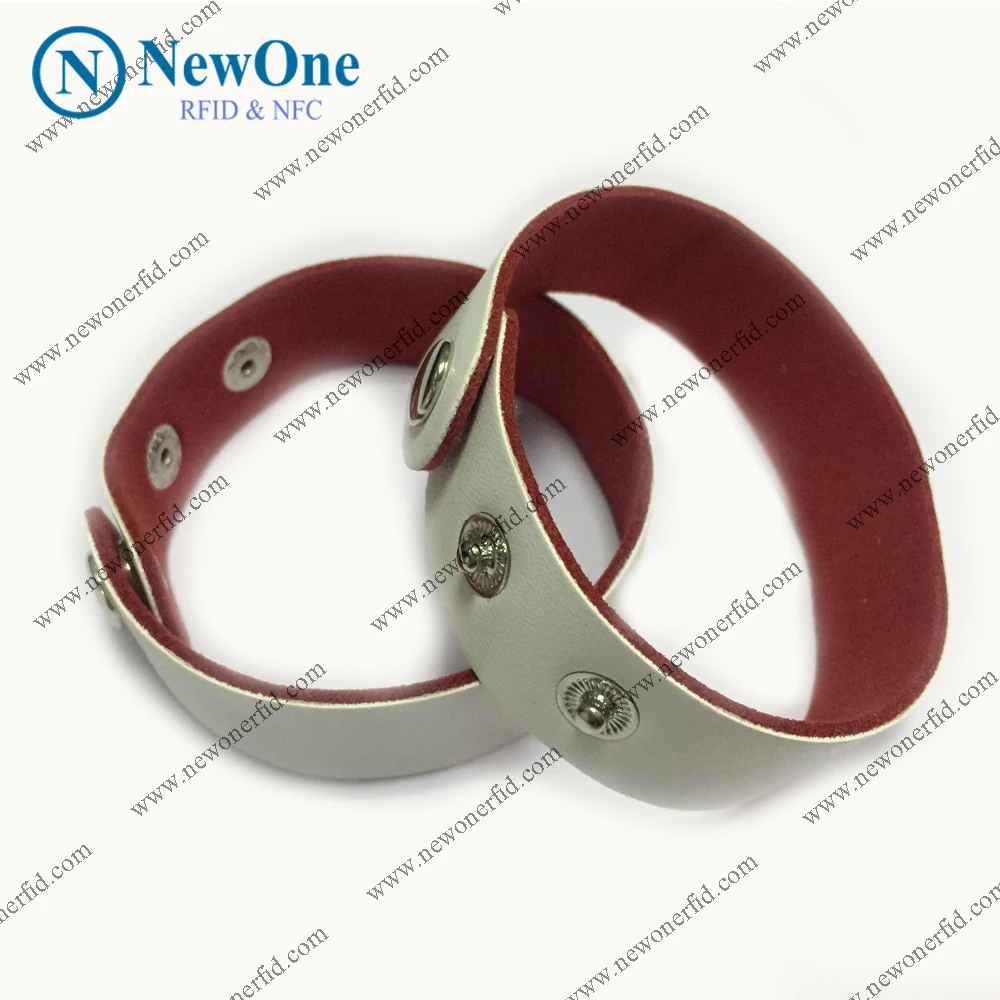 Custom NFC 13.56mhz rfid leather wristband, leather nfc bracelet