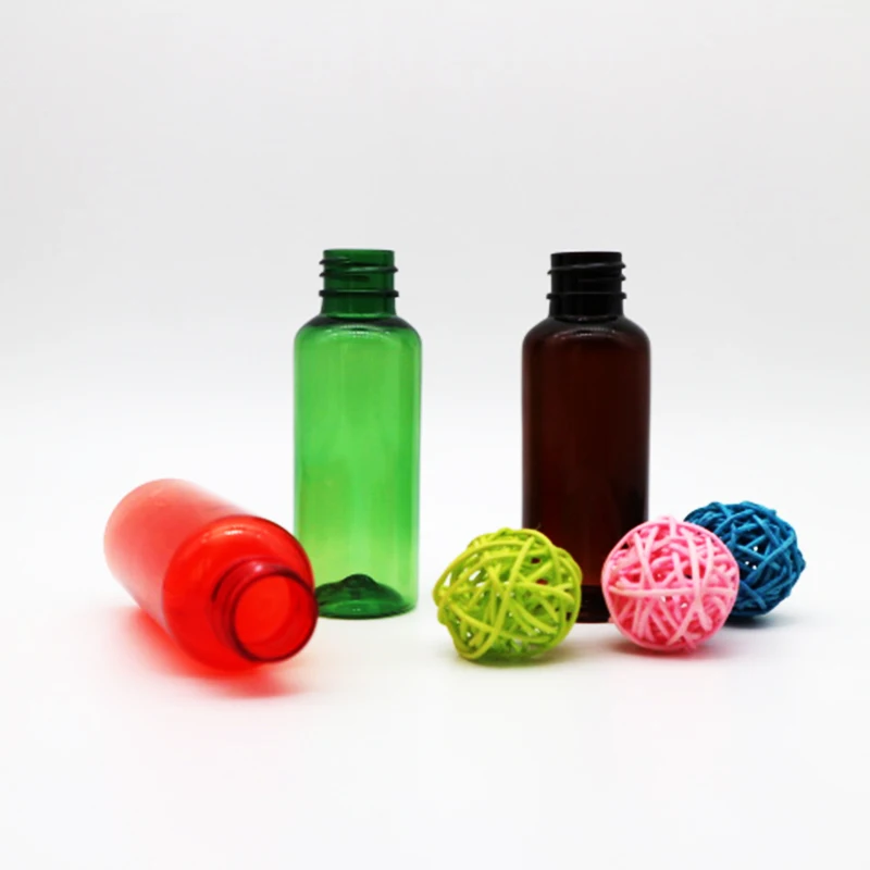 Sale 50 ml amber clear blue red green black white pink PET plastic spray bottle perfume