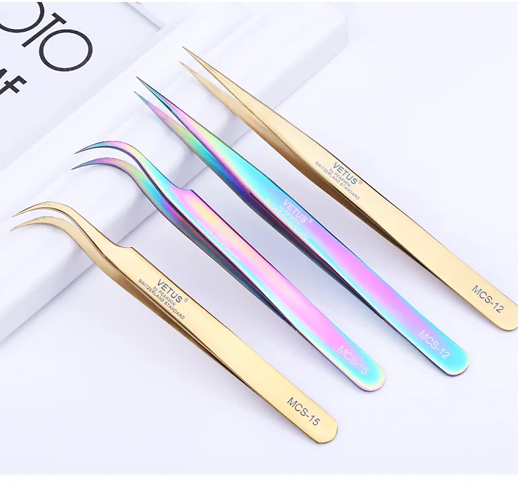 
Professional Makeup Eyelash Extensions Tools Private Label Russian Volume Vetus Eyelash Tweezers Set 