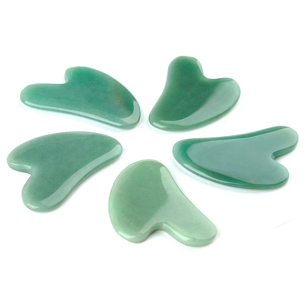 Stone Gua Sha Rose Roller Aventurine Jade Guasha Set Heart Shape Natural Factory Wholesale Gift Box Green Body Massager Wayestar
