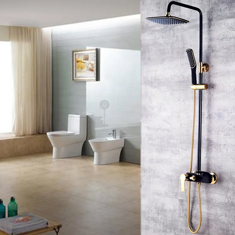
Bathroom 5 Hole Bathtub Golden Surface Mounted Shower Faucet 