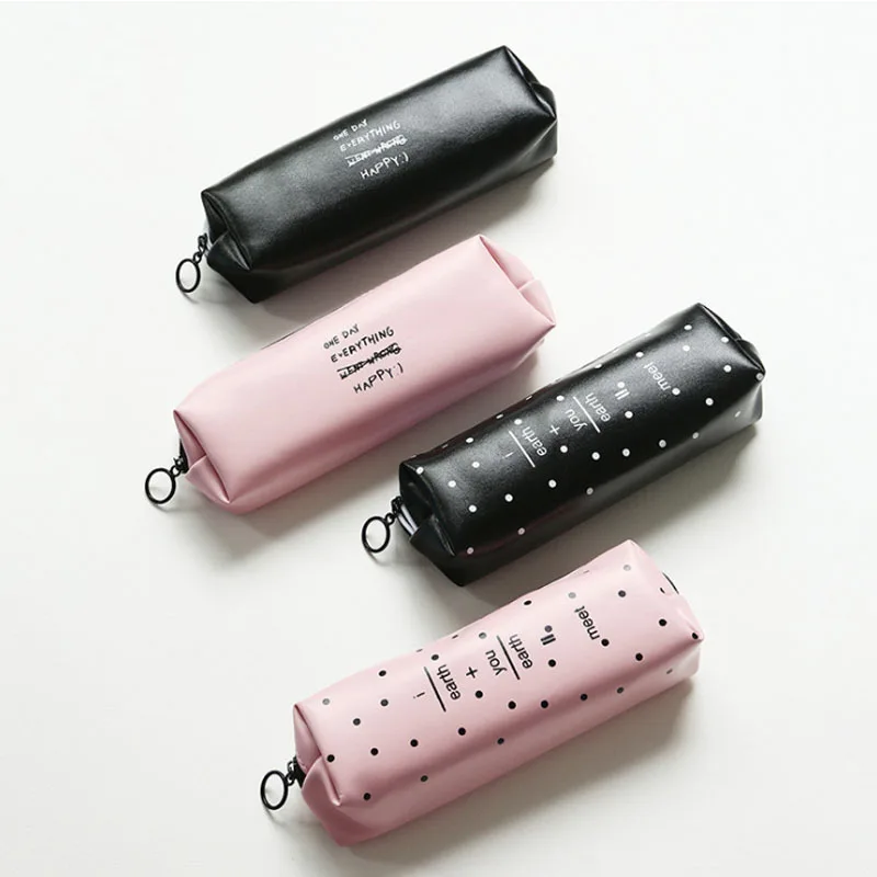 Wholesale Creative Stationery Cute Cartoon Candy Color Leather Square Small Pencil Bag Student Stationery Custom PU Pen Bag