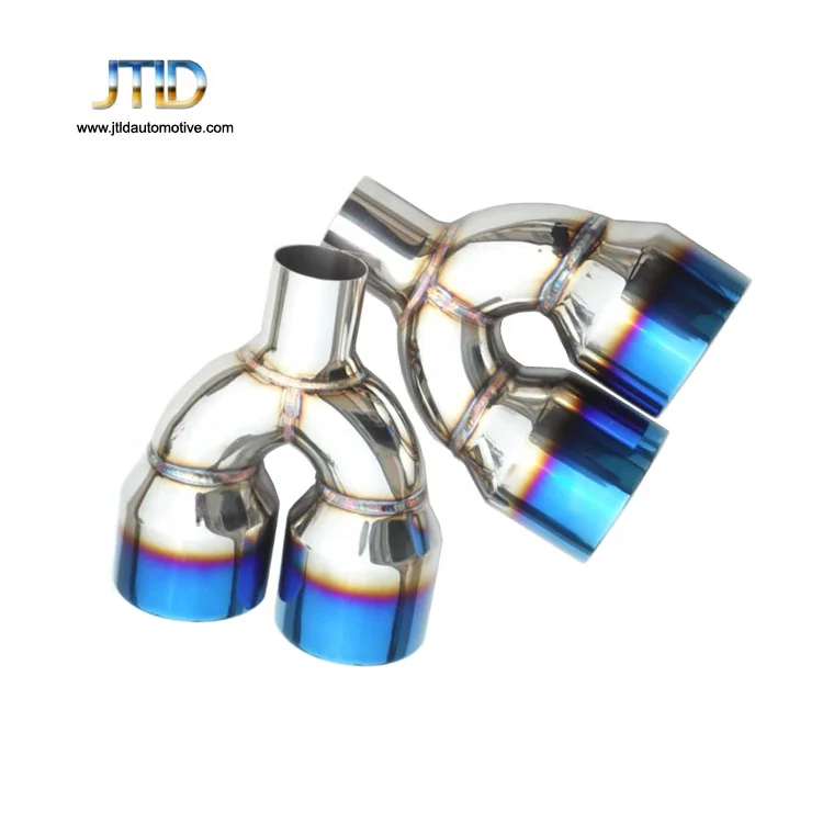 Blue Burnt Exhaust Dual Muffler Tip Polished Stainless Steel