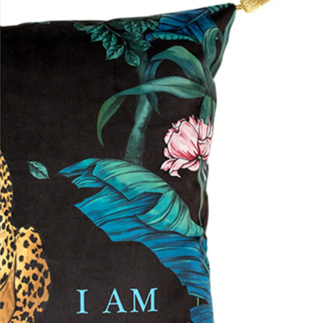 American style Forest Restaurant Sofa Square Cushion Short Furry Comfortable Leopard Pillow Cover with tassels(BY12-B10016)