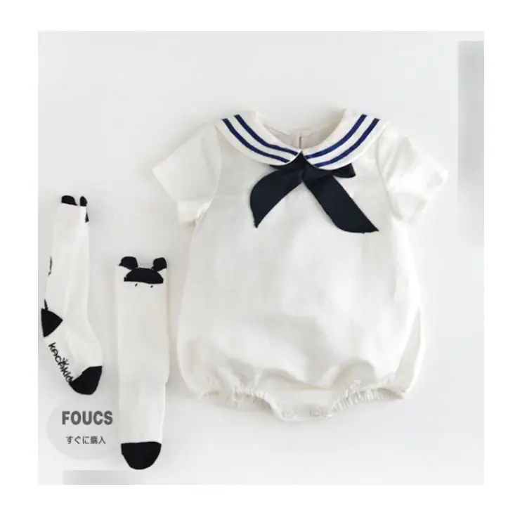 Summer short sleeve clothes Newborn Baby Sailor Romper Navy Suit Grow Outfit