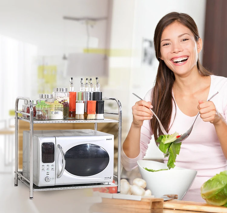 single tier kitchen storage rack microwave shelves