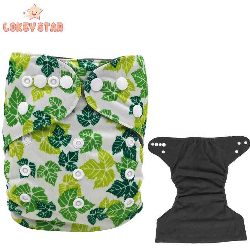 Lokeystar Pink Monkey Bamboo Charcoal Snap Button Adjustable Portable Waterproof Diaper Pants Baby Cloth Diapers