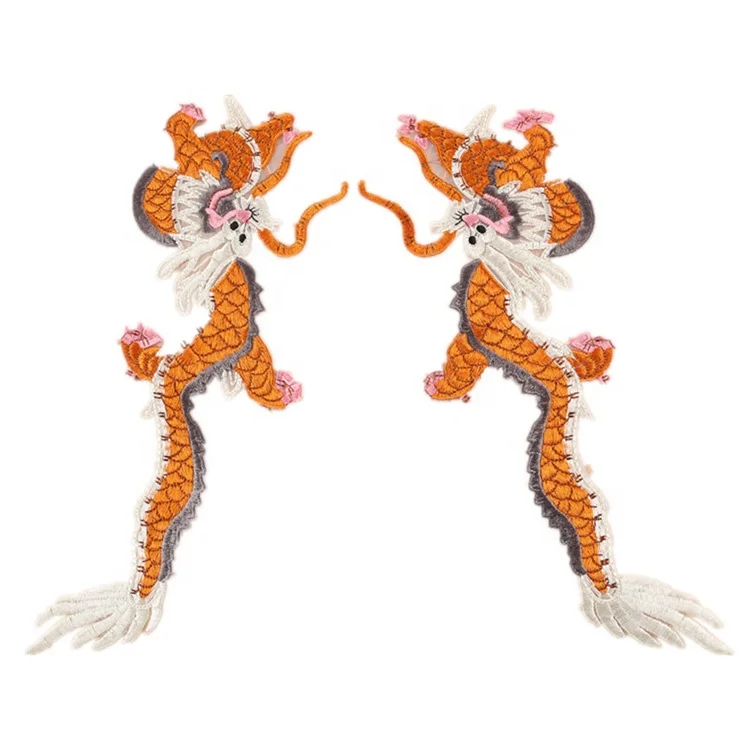 Одна пара нашивок в китайском стиле с вышивкой дракона аксессуары для одежды Чонсам нашивки с вышивкой утюгом