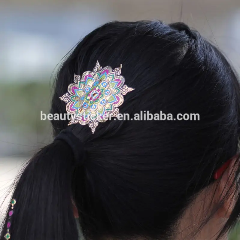 fashion jewelry inspired gold hair tattoo sticker /flash metallic hair accessories hair temporary tattoo